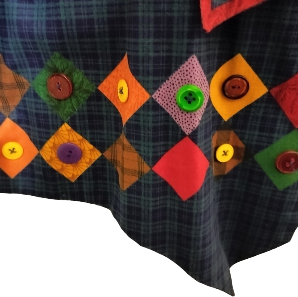 (1525) Vintage 90's Handmade Fall Harvest Plaid Vest - Picture 6 of 8